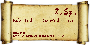 Kálmán Szofrónia névjegykártya
